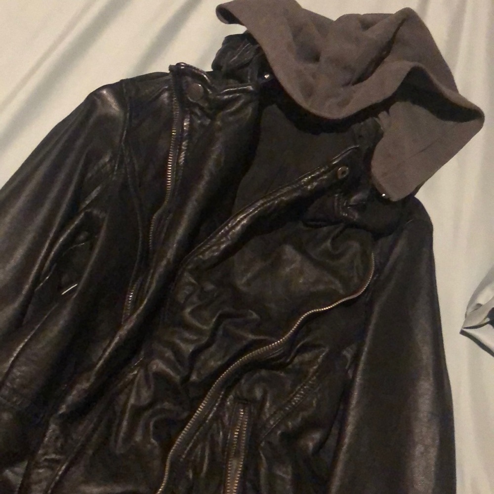 Black hollister jacket, size small with hood!